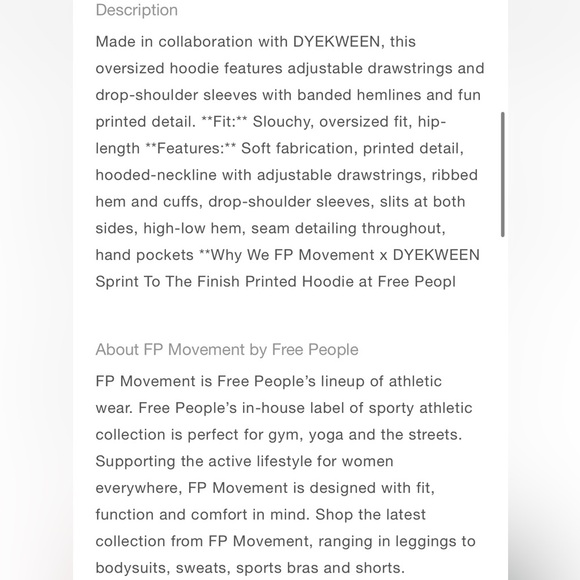 Free People x Dyekween Sprint to the Finish Hoodie Size Small NWT - Picture 5 of 17